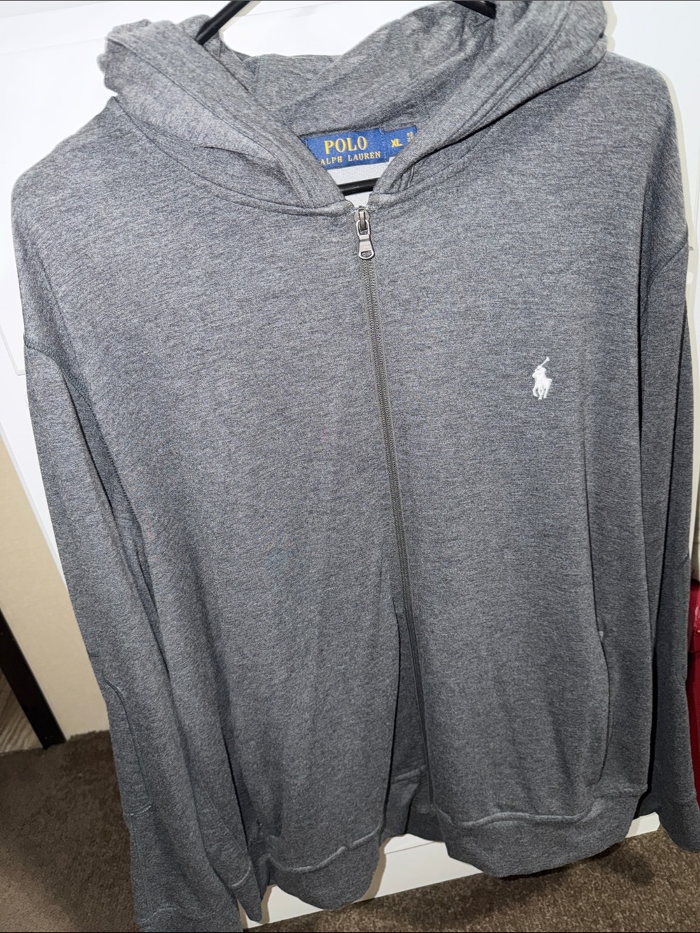Polo by Ralph Lauren Men's Charcoal Gray Zip Hoodie